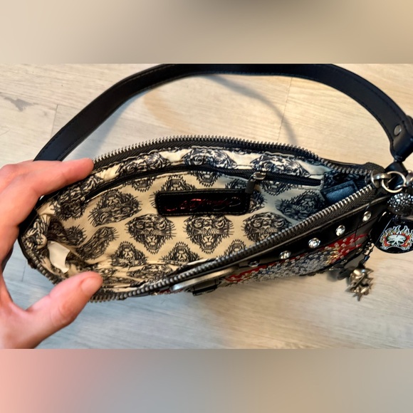 NWT Ed Hardy Studded Shoulder / Crossbody Bag Dead Alive horse rhinestone - Picture 5 of 6